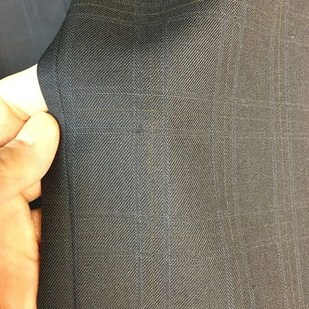 Pavone Zignone Worsted Wool Blue Plaid Suit Jacket 2 Buttons Mad in Italy Sz 42R